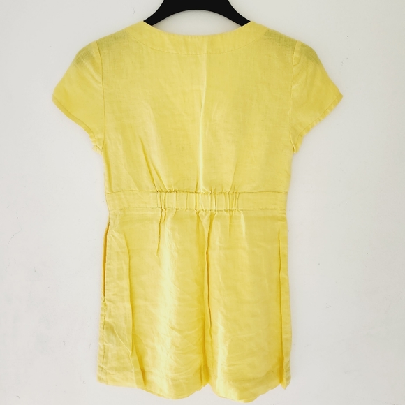 BODEN Tunic Top Yellow Beadead Neck Linen Ealstic Waist - Picture 6 of 9
